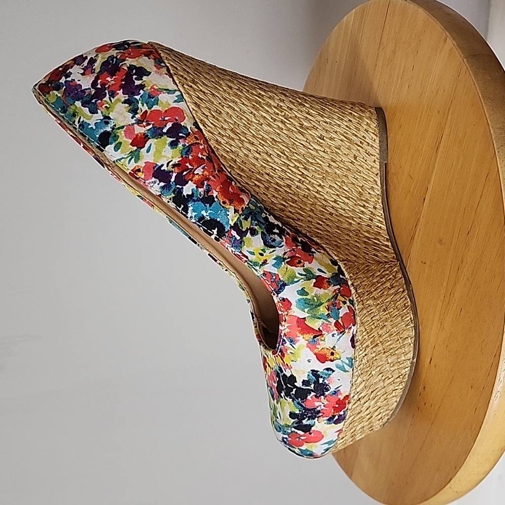 Brash Multicolor Floral Wedges